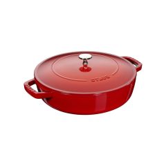 Staub Chistera Yağmur Efektli Kapaklı Döküm Tencere Kırmızı Yuvarlak 28 cm