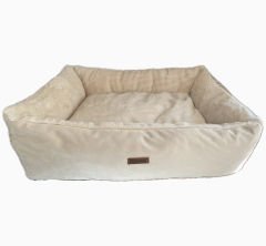 Pawland tavşan tüyü peluş kedi yatağı, küçük ırk köpek yatağı krem 70x55cm