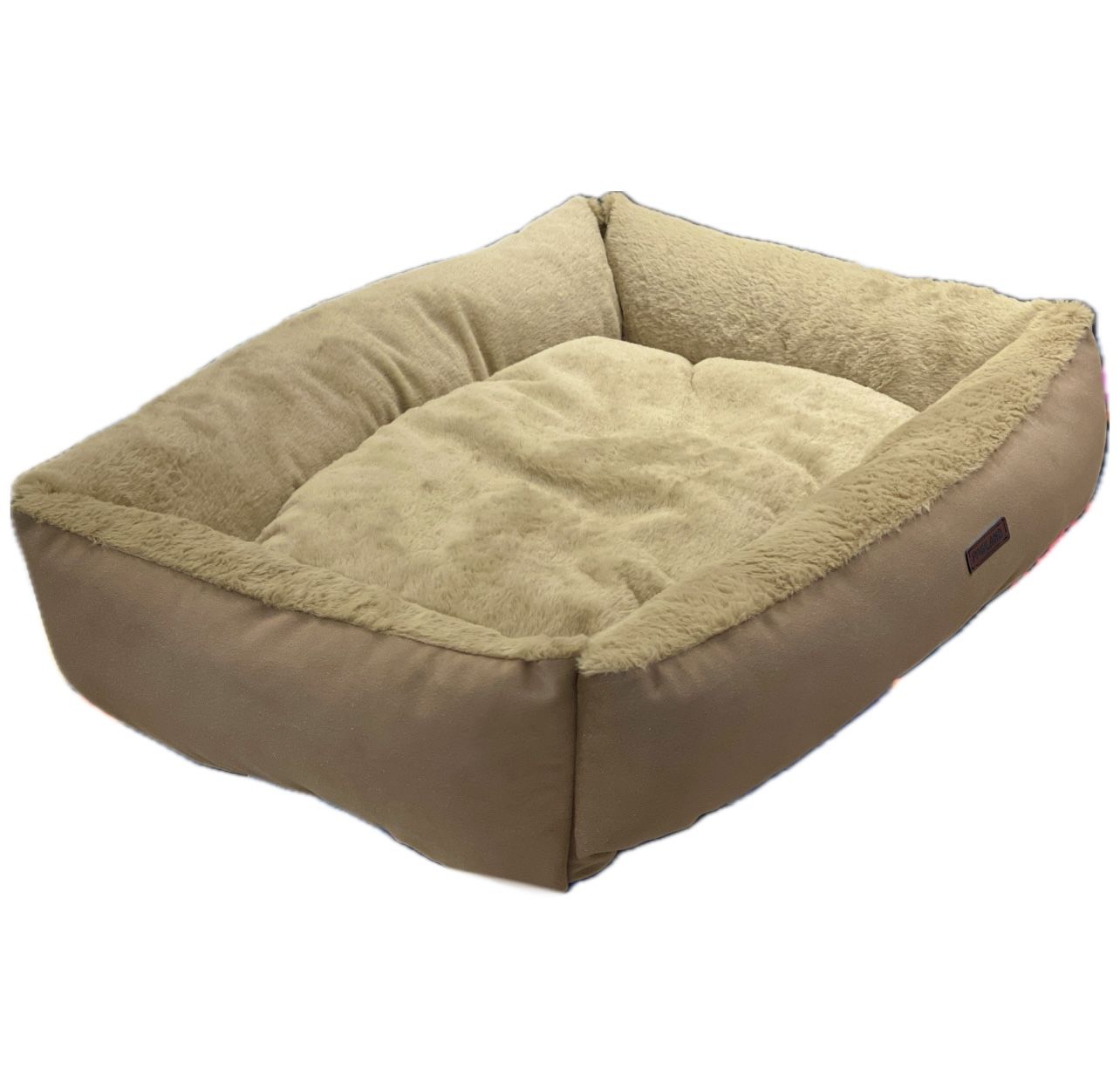 Pawland Tavşan Tüyü Peluş Orta ve Büyük Irk Köpek Yatağı Açık Kahve 90x80 cm