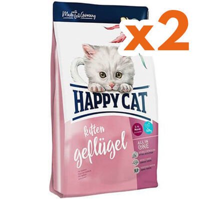 Happy Cat Kitten Kümes Hayvanı ve Somonlu Yavru Kedi Maması 300 + 300 Gr