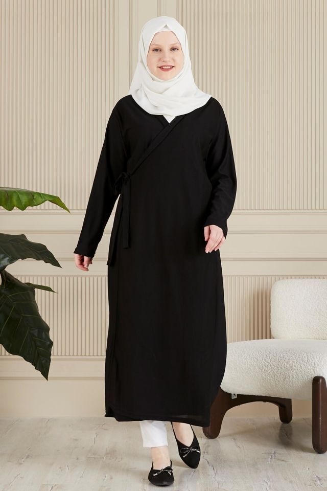 Ferace Kadin Buyuk Beden Tesettur Elbise siyah - XL