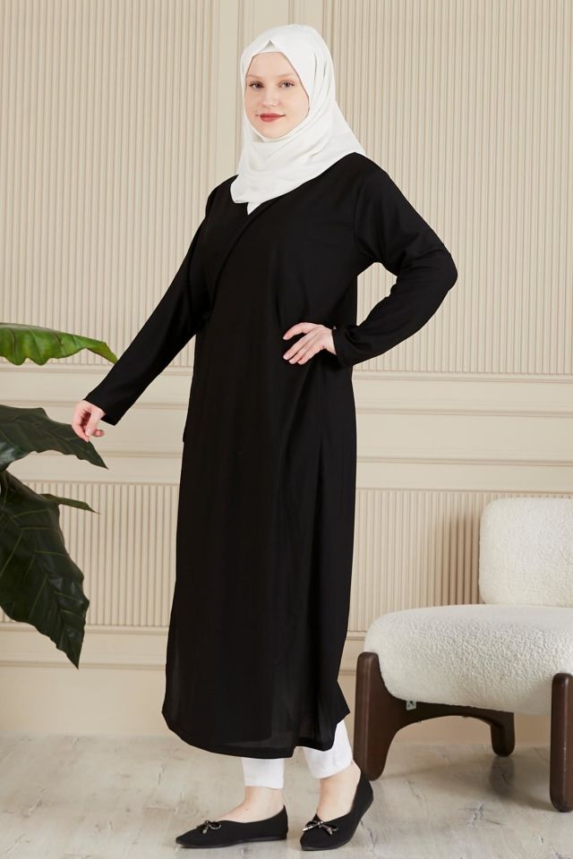 Ferace Kadin Buyuk Beden Tesettur Elbise siyah - XL