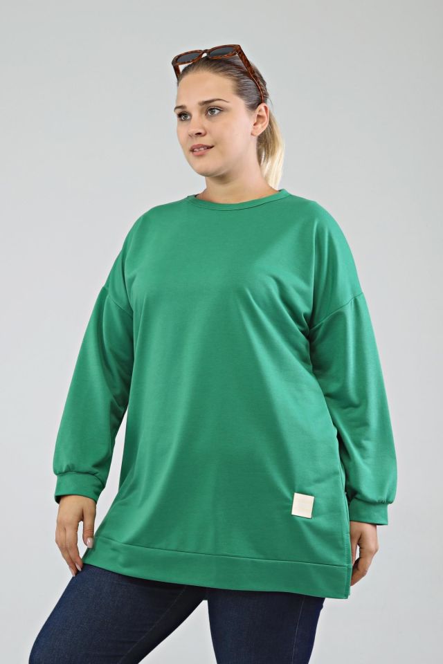 Kadın Oversize İki İplik Tesettür Tunik Yeşil - XL