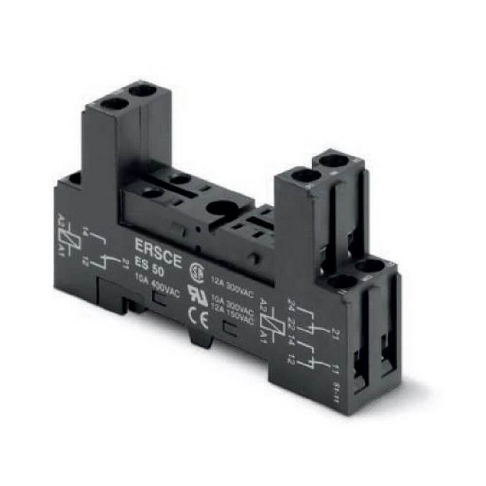 Omron - PES-50  Relay socket for PCB relays, DIN rail mounting, 2 stages, 1 or 2 PDT,  rise-up screw connection