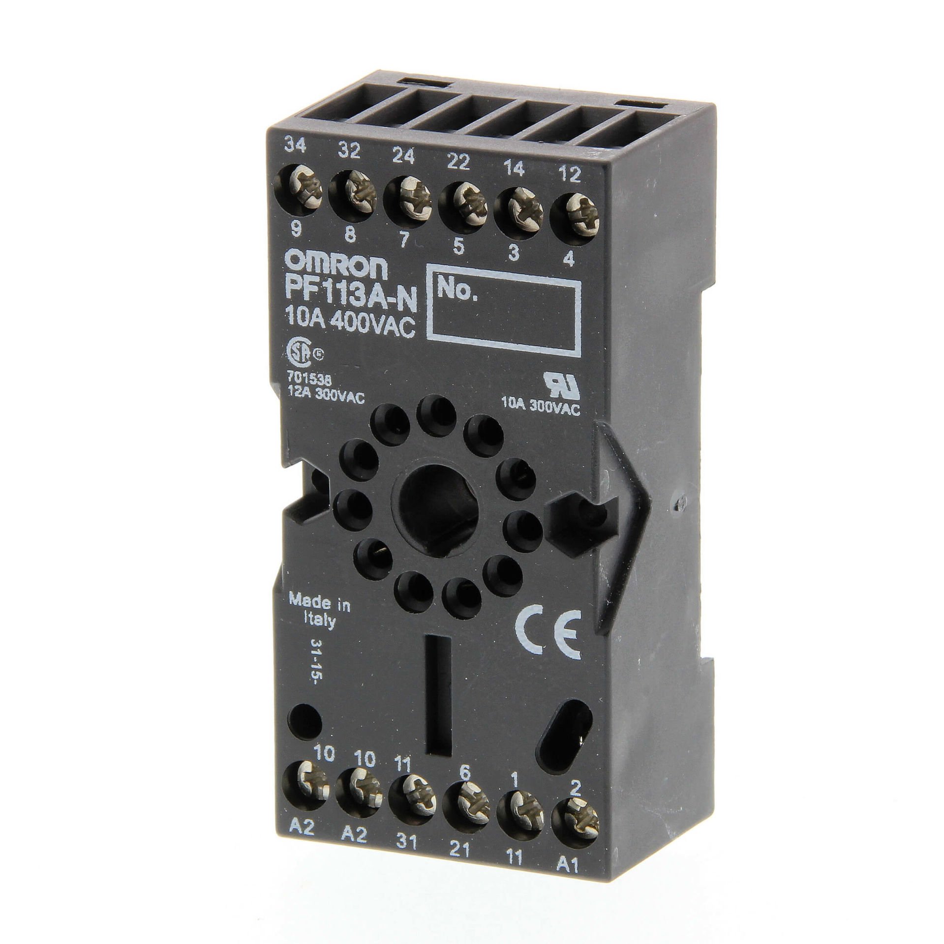Omron - PF113A-N  Socket, DIN rail/surface mounting, 11-pin, screw terminals (IEC/VDE).
