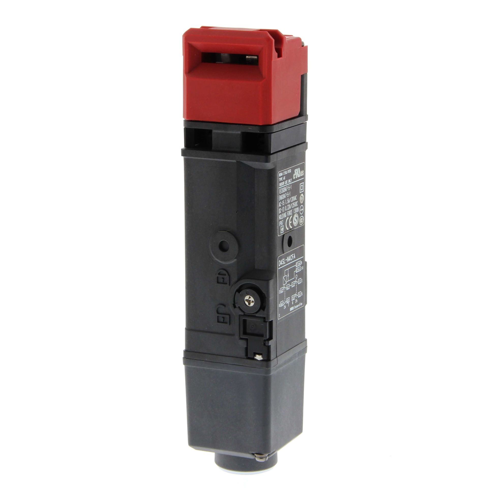 Omron - D4SL-N4EFA-D4  Door locking switch, M20, 2NC/1NO + 1NC/1NO, head: resin, Mechanical lock/24VDC solenoid release, LED indicator, special release key