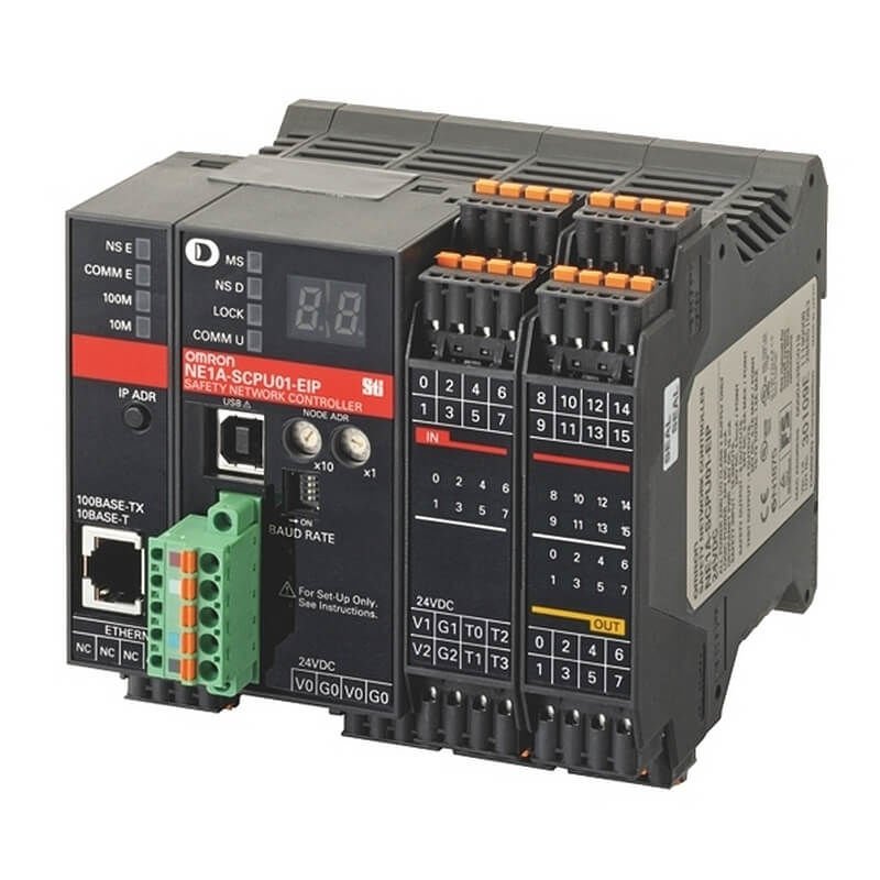 Omron - NE1A-SCPU01-EIP VER1.0  Safety network controller, 16x PNP inputs, 8x PNP outputs, 4x test outputs, Ethernet