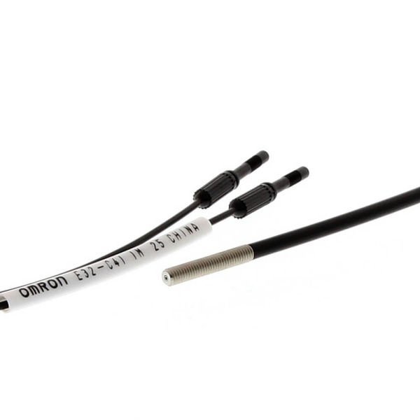 Omron - E32-C41 2M  Fiber optik sensör kafa, cisimden yansımalı, M3 silindirik axial, to be used with lens, R25 fiber, 2 m kablo