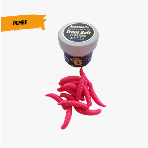 Renat Trout Bait Peynir Kokulu Silikon Kurtçuk Alabalık Yemi  Pembe