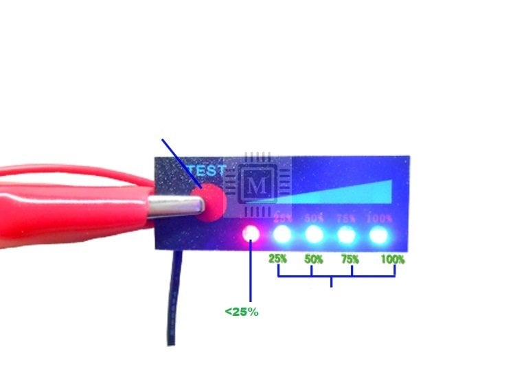 1S (4,2V) LED Lityum Pil Seviye Kontrol Göstergesi