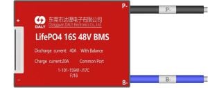 DALY LiFePO4 BMS 16S 40A BALANSLI - ORTAK PORT (on/off switch destekli)