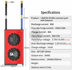 DALY LiFePO4 BMS 4S 80A BALANSLI - ORTAK PORT