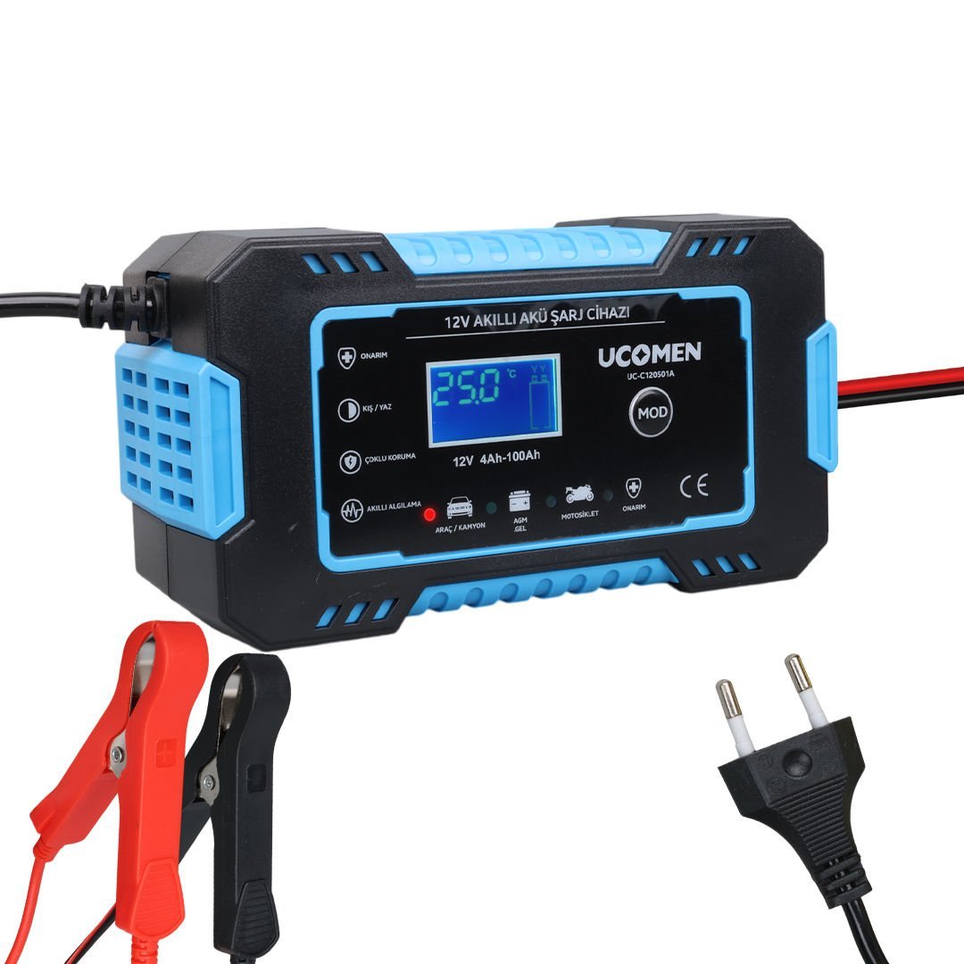 UC-C120501A 12V MAX 6A MAVİ LED GÖSTERGELİ AKÜ ŞARJ CİHAZI