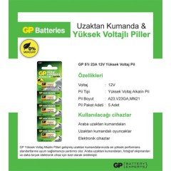 GP 5'li 23A 12V Alkalin Spesifik Pil (GP23A-C5)