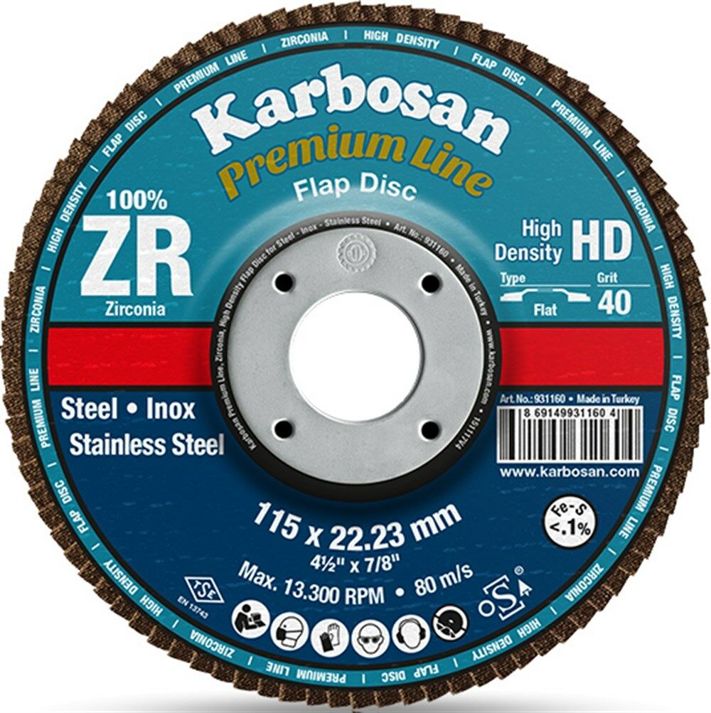Karbosan 180x22.23 Premium Line ZR SD Flap Disk Zımpara 80 Kum 983945
