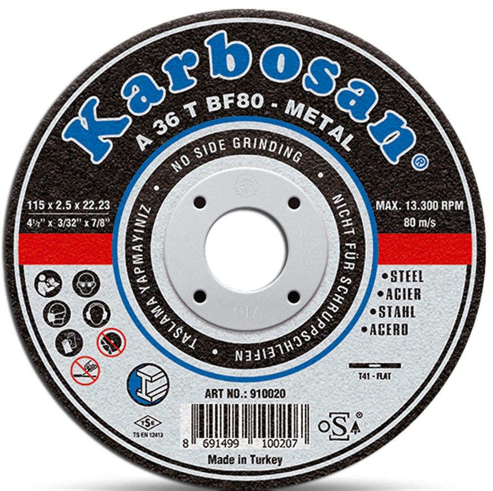 Karbosan 230x3.0x22.23 NK Metal Standart Bombeli Kesme Diski 910100 (A 36 T BF80)