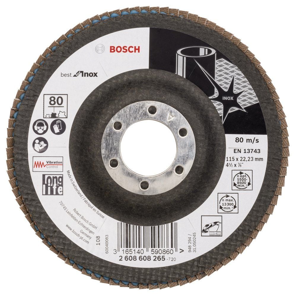 Bosch - 115 mm 80 Kum Best Serisi Inox Flap Disk