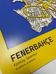 Dalyan Fenerbahçe Taraftarı için Özel Tasarım 3D Ahşap Dekor 45x58 cm