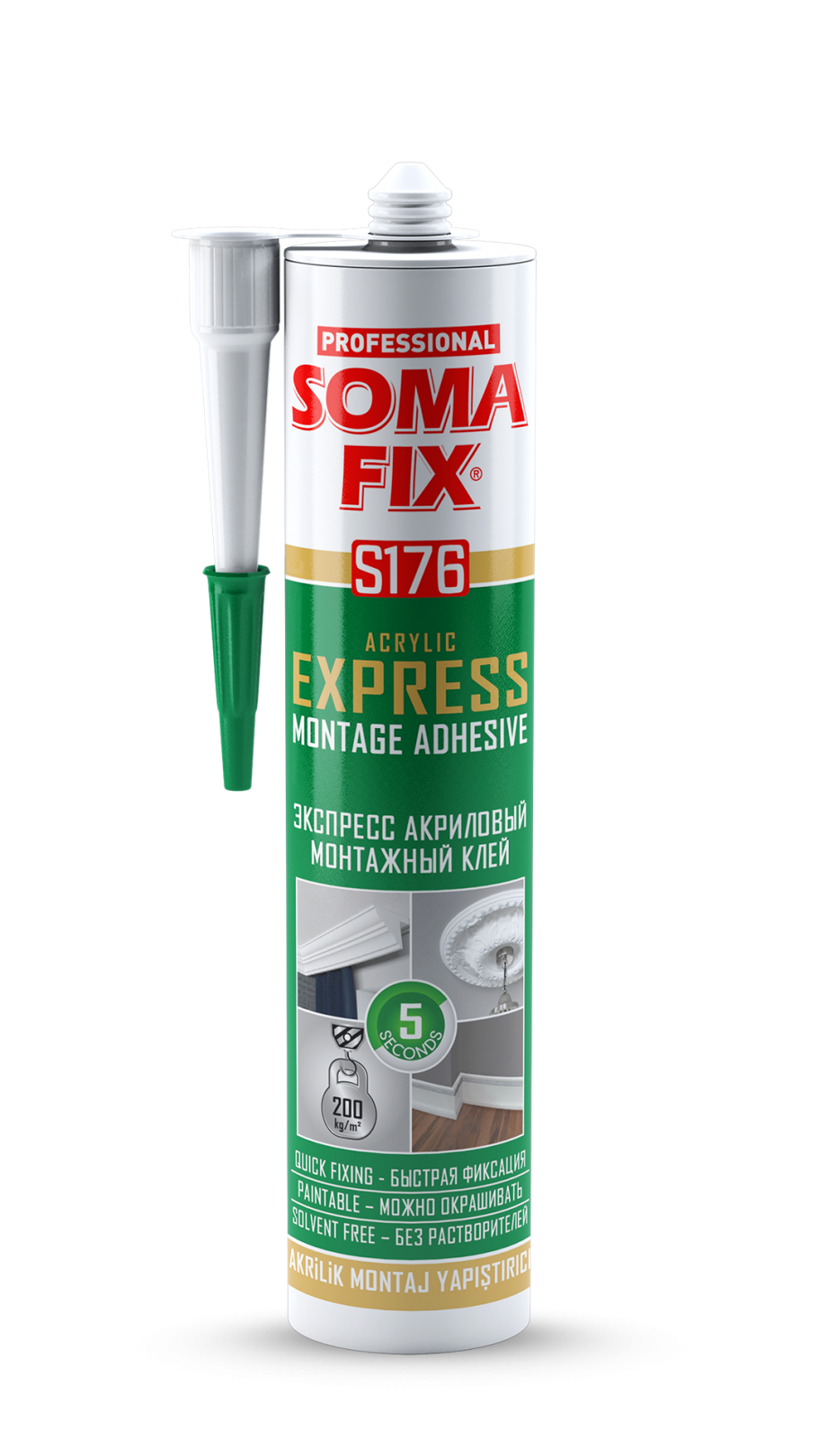 SOMAFIX AKRİLİK EKSPRES MONTAJ YAPIŞTIRICI BEYAZ 310 ml - S176