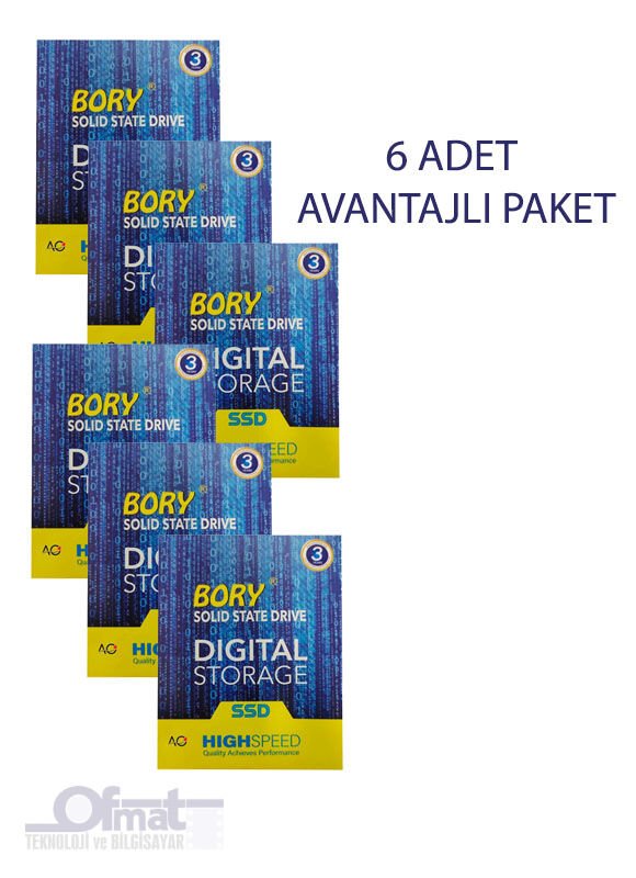 BORY 128GB SATA3 R500-C128G SSD 6'LI AVANTAJ PAKET 550/510 MBS (3 YIL GARANTİLİ)