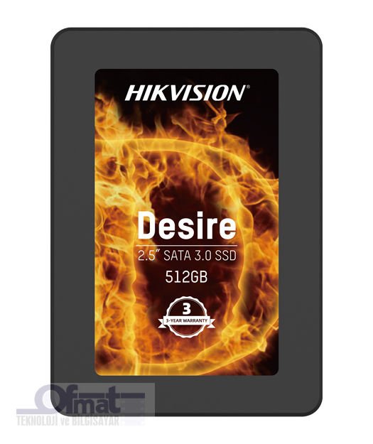 Hikvision SSD Desire 2.5 İnç 512 GB Sata 3.0 500 MB/s 550 MB/s SSD