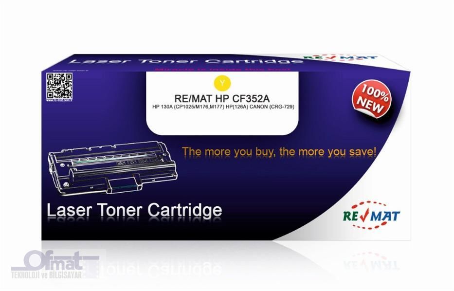 REMAT HP CF352A (130A) / CE312A (126A) SARI MUADİL TONER %100 YENİ