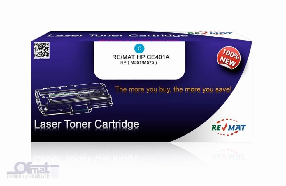REMAT HP CE401A (507A) - 6000 SYF MAVİ MUADİL TONER %100 YENİ