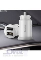 BASEUS GRAIN PRO DUAL USB 2*.48A MAX ÇIKIŞLI ARAÇ ŞARJ BAŞLIK - BEYAZ