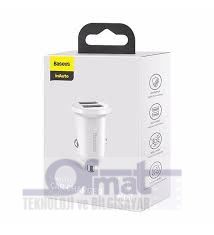 BASEUS GRAIN PRO DUAL USB 2*.48A MAX ÇIKIŞLI ARAÇ ŞARJ BAŞLIK - BEYAZ