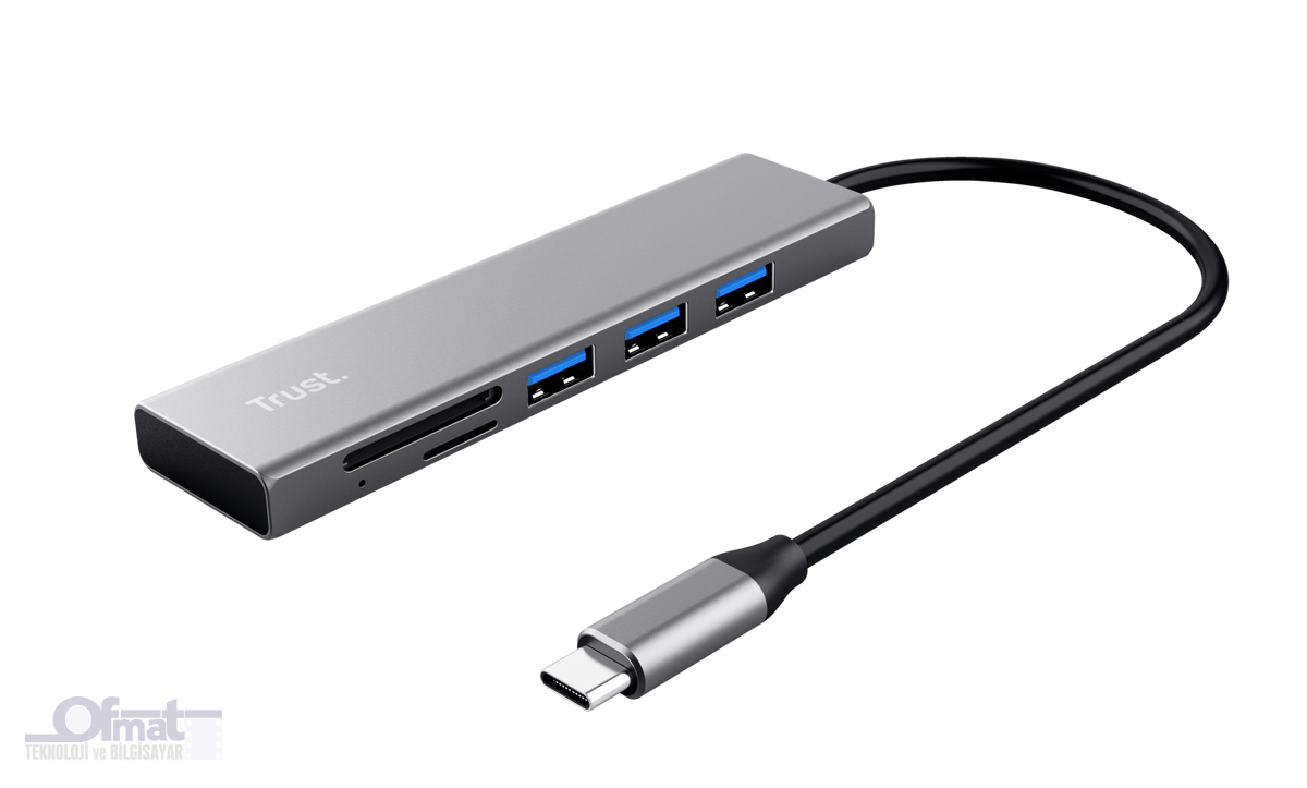 TRUST 24191 FAST USB-C HUB & CARD READER (USB ÇOĞALTICI +KART OKUYUCU)