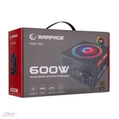 RAMPAGE RGB-600 600W 80 PLUS BRONZE AKTİF PFC 12CM RGB FANLI POWER SUPPLY