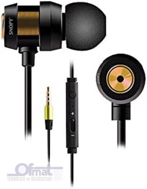 SNOPY SN-J01 MOBİL TELEFON UYUMLU KULAK İÇİ SİYAH/GOLD MİKROFONLU KULAKLIK