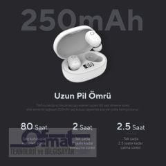 S-LİNK SL-TWS05 BEYAZ MOBİL TELEFON UYUMLU BLUETOOTH TWS MİKROFONLU KULAKLIK