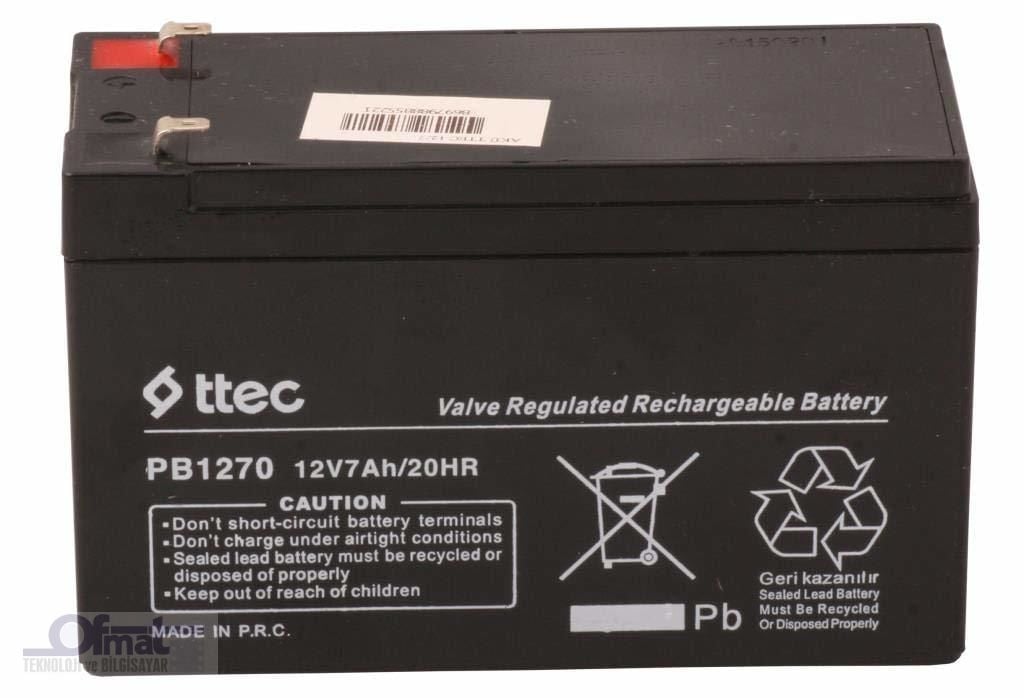 TTEC 12V 7AH BASE BAKIMSIZ KURU AKÜ