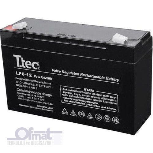 TTEC 6V 12AH BAKIMSIZ KURU AKÜ