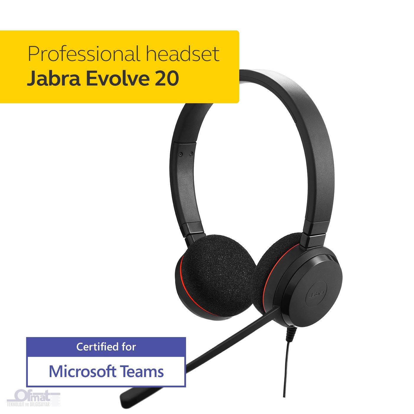 JABRA EVOLVE 20 MONO USB NC MS KAFABANTLI MİKROFONLU SİYAH KULAKLIK
