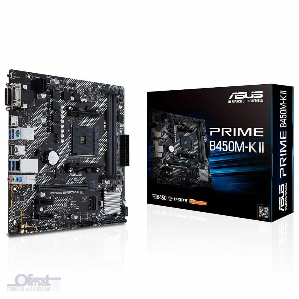ASUS PRIME B450M-K II AMD B450 AM4 DDR4 4400 HDMI DVI VGA M2 USB3.2 mATX BIOS Flashback
