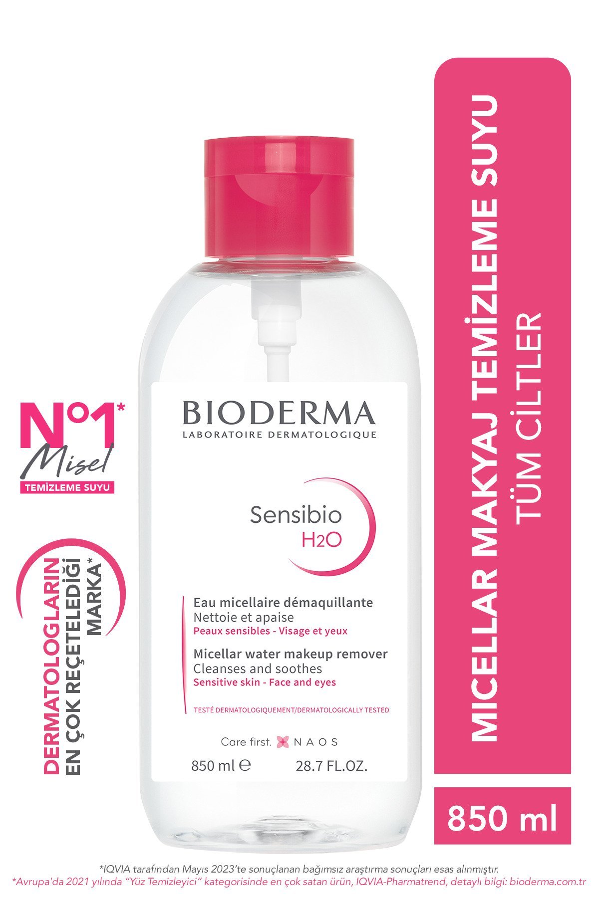 Sensibio H2O Micellar Makyaj Temizleme Suyu 850 ml Büyük Boy Hassas ve Normal Ciltler