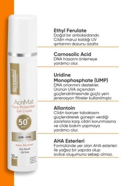 AcnMat SPF 50+ Güneş Koruyucu Jel Krem 50ML