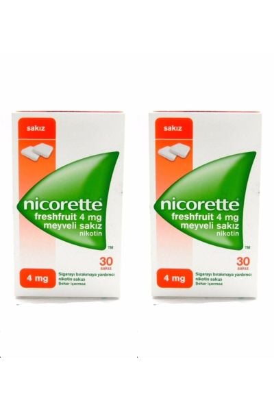 NicorettE 4mg Freshfruit Meyveli Sakız 30Lu 2 Kutu