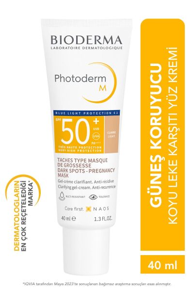 Photoderm M Light SPF50+ Koyu Leke ve Mavi Işığa Karşı Yüksek Korumalı Renkli Yüz Güneş Kremi 40 ml