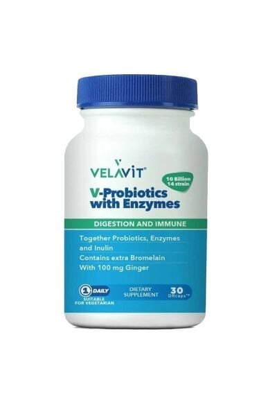 velavit V-probiotics Enzymes Takviye Edici Gıda 30 Kapsül