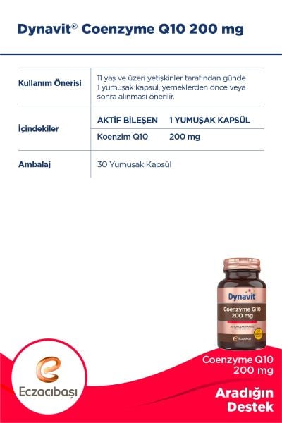 Coenzyme Q10 200 Mg 30 Yumuşak Kapsül 200 mg