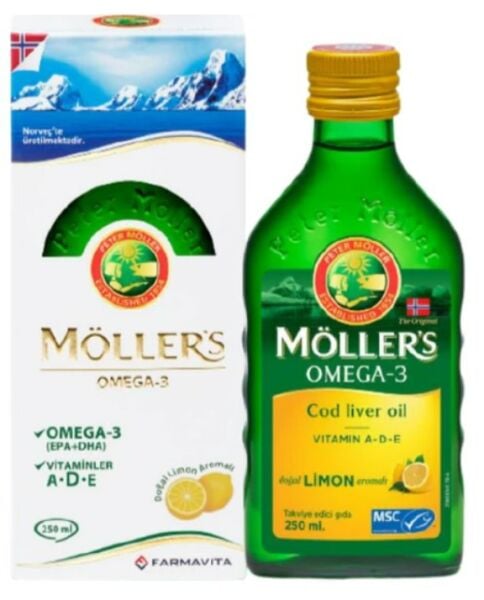 Mollers Omega-3 Limonlu Balık Yağı Şurubu Takviye Edici Gıda 250 ml