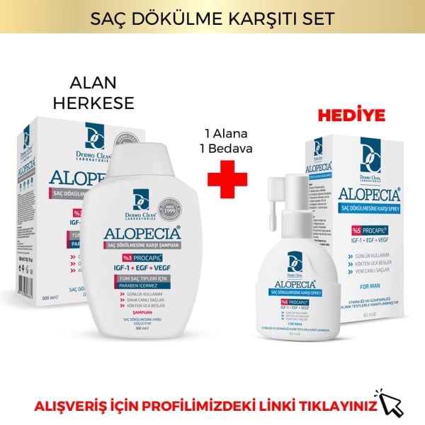 ALOPECİA ERKEK PROCAPİL VE IGF İÇERİKLİ SERUM VE ŞAMPUAN SETİ