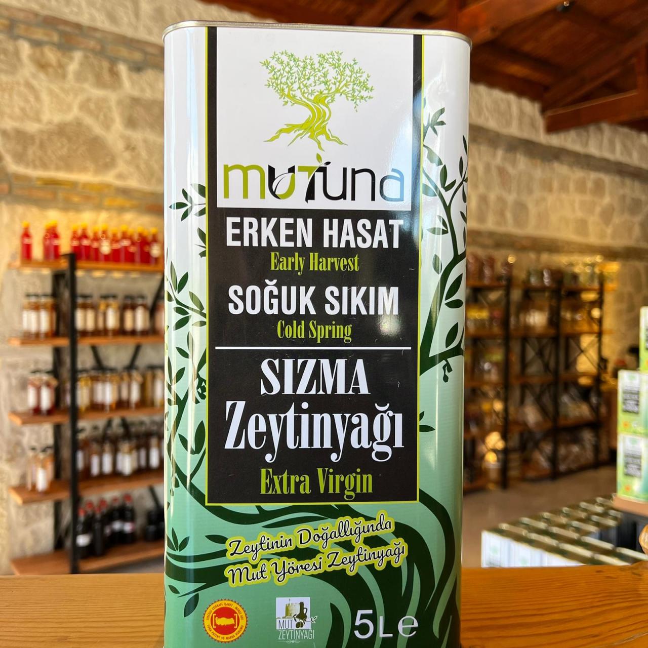 Erken Hasat Soğuk Sıkım Mut Zeytinyağı (5 Litre)