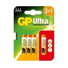 GP Ultra Alkalin AAA İnce Kalem Pil 3+1'li Paket