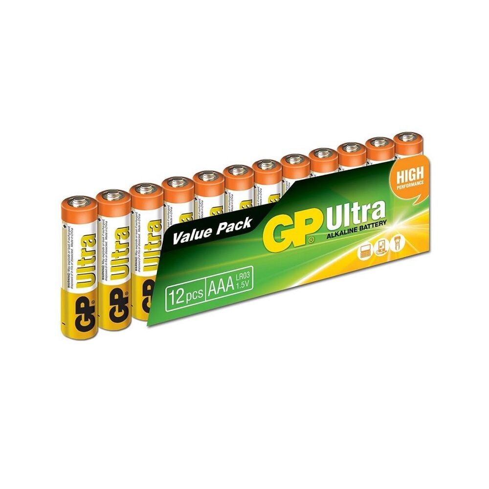 GP Ultra Alkalin AAA İnce Kalem Pil 12'li Paket