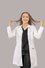 Ceket Yaka Yırtmaçlı Uzun Kol Doktor Öğretmen Beyaz Önlük - Lab Coat