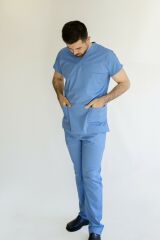 HAMBURG V Yaka Likralı Doktor - Hemşire  Cerrahi Takım Üniforma-Mavi